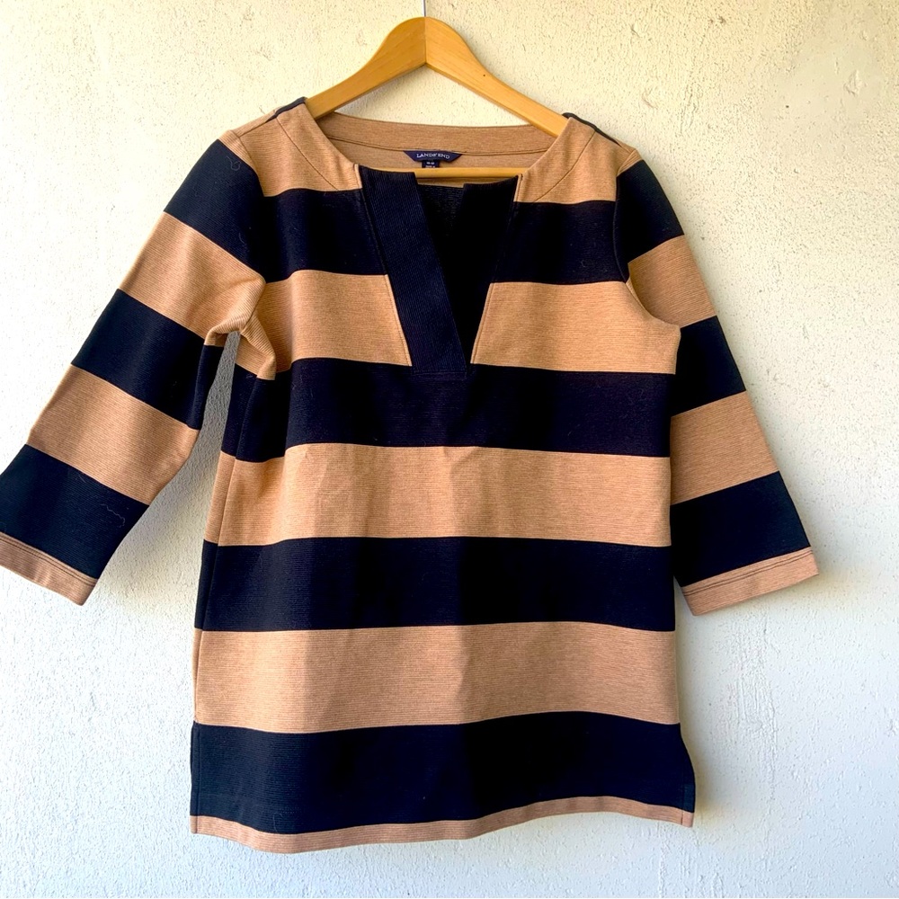 Land’s End Striped Black and Tan Sweater